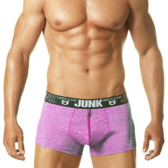 Junk UnderJeans Sweat Zip Fly Boxer Brief Underwear Raspberry - MB20010 - Picture 1 of 1